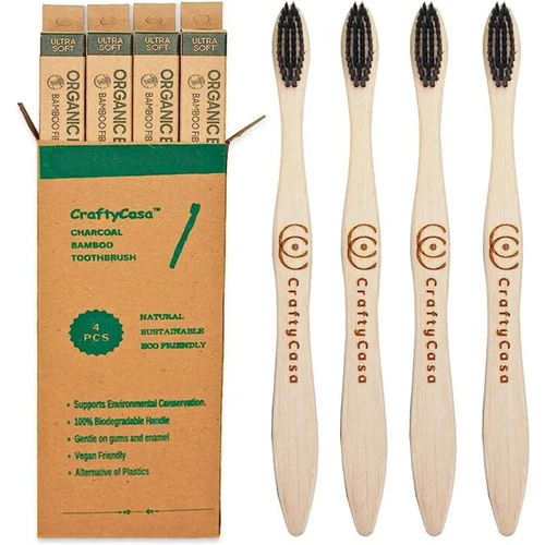 CraftQIndia Bamboo Tongue Cleaner and Toothbrush