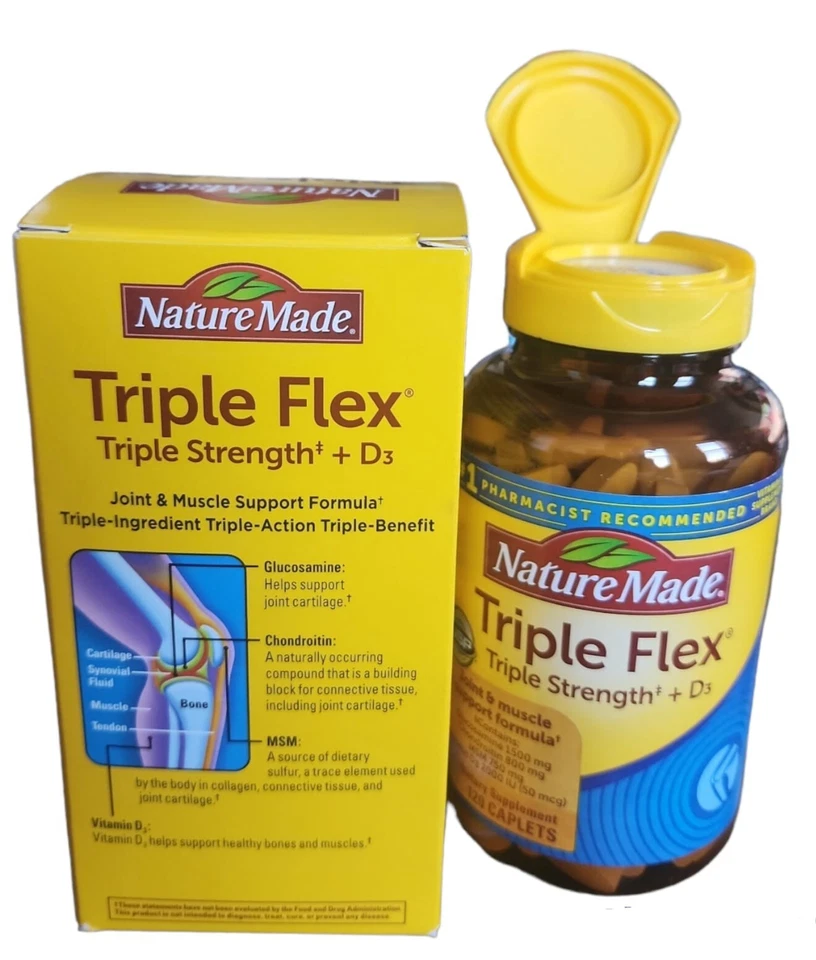 Nature Made TRIPLEFLEX Triple Strength Caplets Vitamin D3/120 Ct NEW Org.Formula - Image 4 of 4