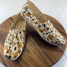 Toms Shoes Womens 8.5 Alpargata Flats Buckthorn Brown Abstract Cow Lightweight