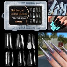 288PCS/Box Transparent Full Cover Matte Fake Nail 12 Models Nail Forms Nail Mo❀