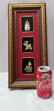 16"x7" Art THREE RHINESTONE & ENAMEL ELEPHANTS Thai Souvenir LUCKY TO YOU