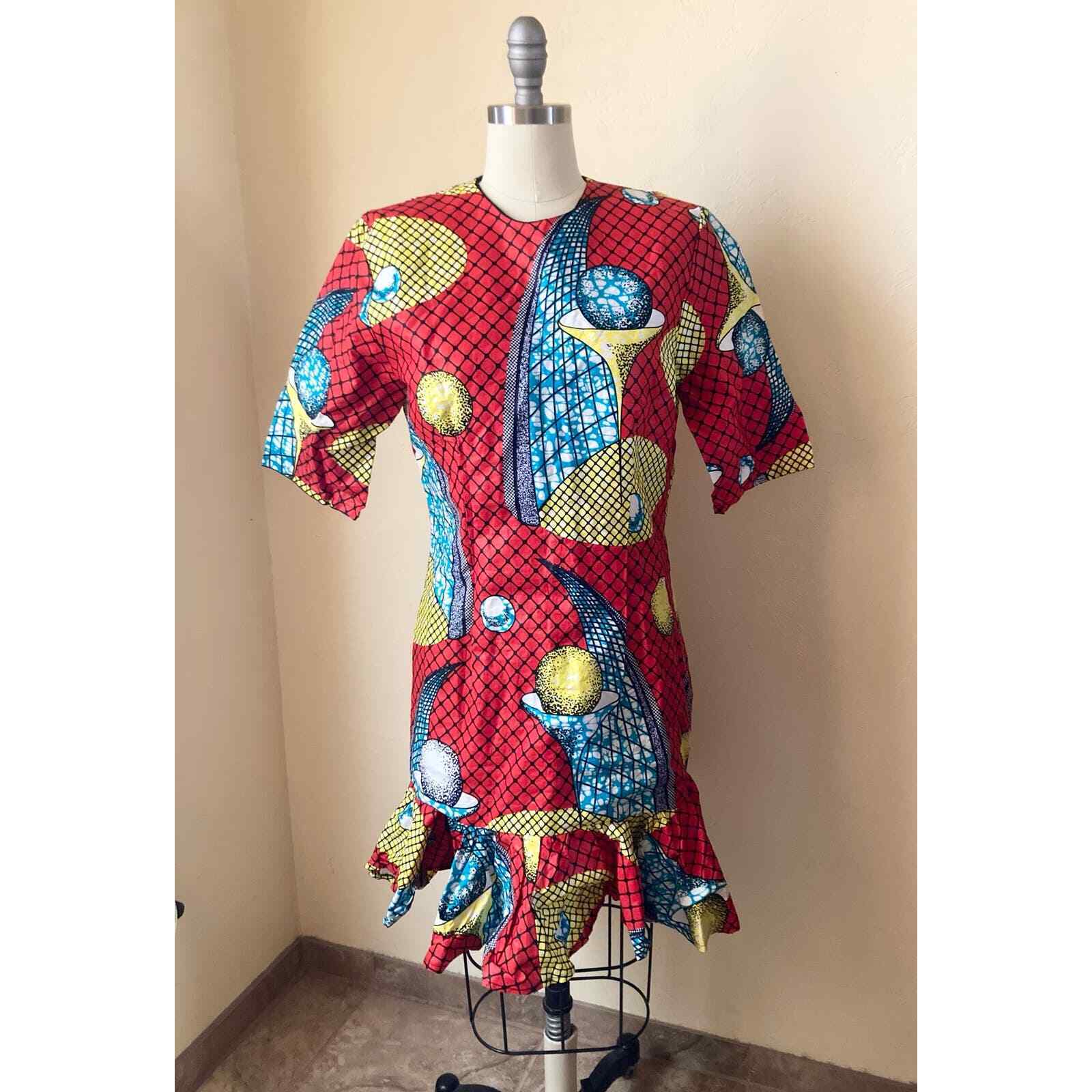 Grass-Fields Women's Dress Size M African Print U… - image 4