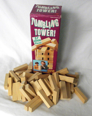 VTG Tumbling Tower JENGA Wood Blocks Game Puzzle Family Complete Original Box