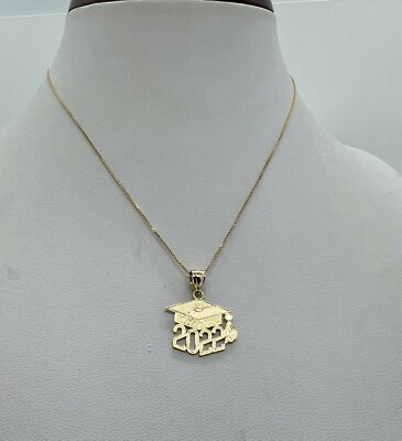 14K massiv Gold Abschluss Charm Klasse von 2022 / Abschluss Charm Halskette