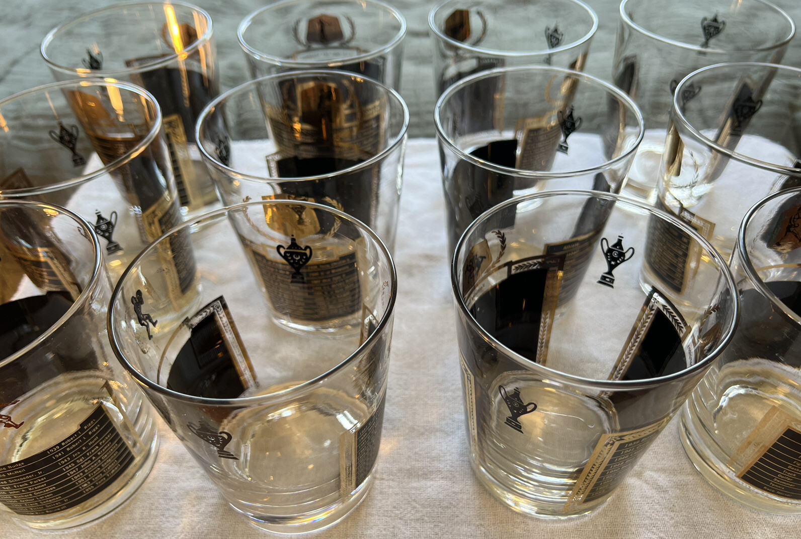 VTG Sport Kings Glassware Set 12 Scotch/Rocks Glasses MCM All Time