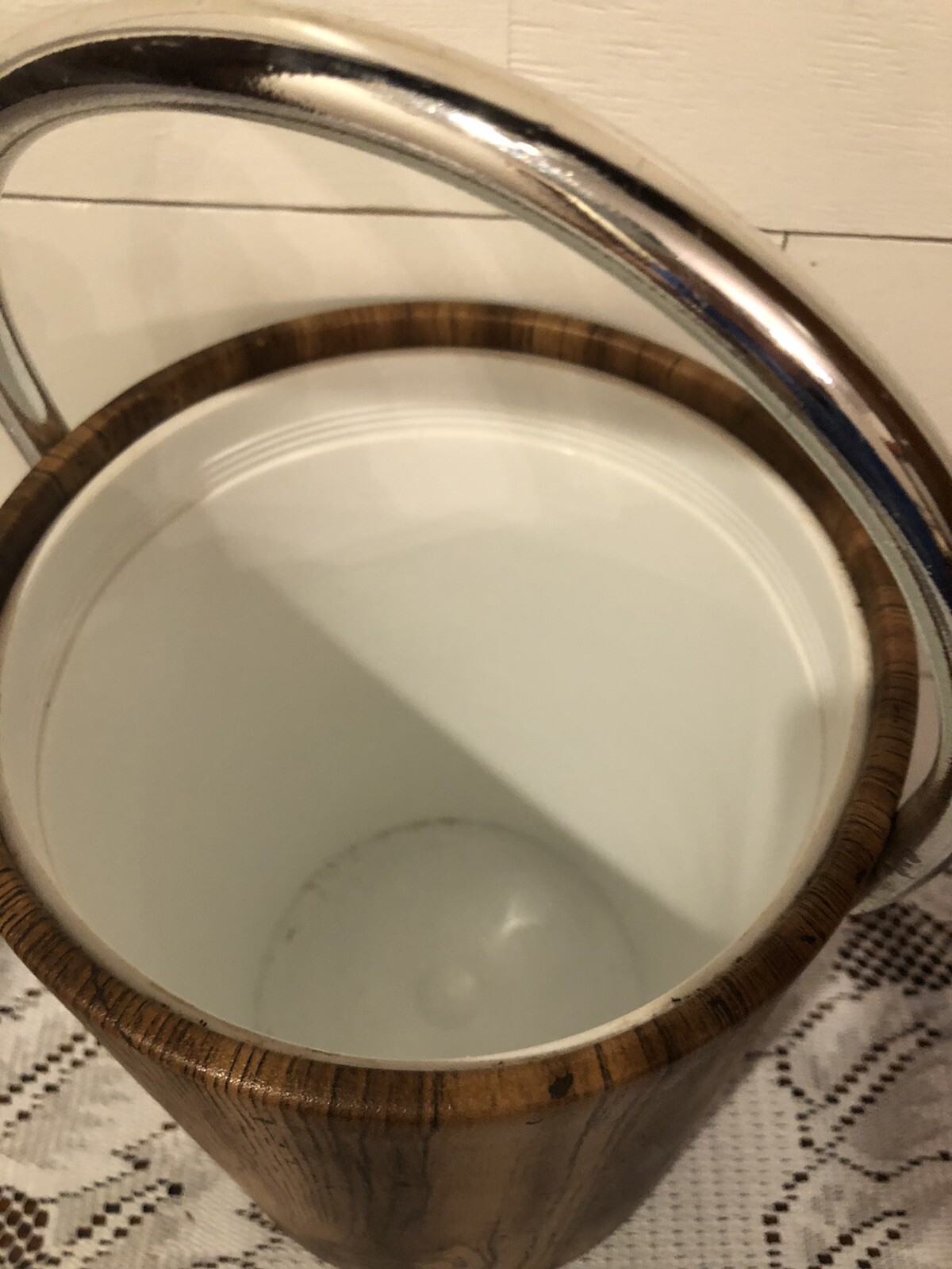 Vintage Kraftware Ice Bucket Faux Wood Mid Century 10” Height eBay