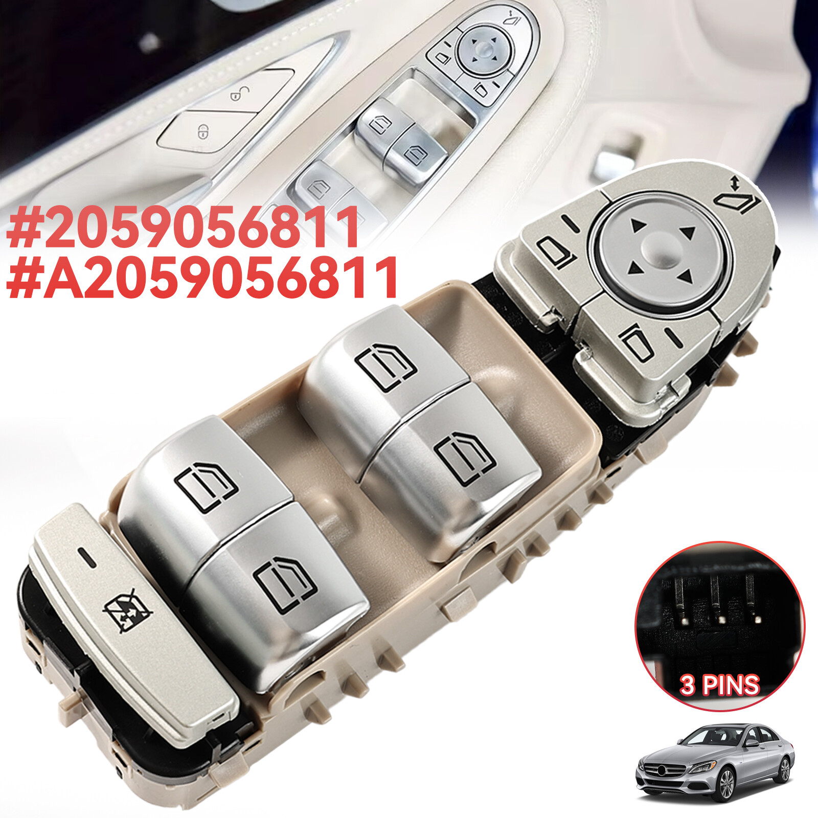 Front Left Master Power Window Switch 2229056800 For Mercedes Benz C300 GLC300 &