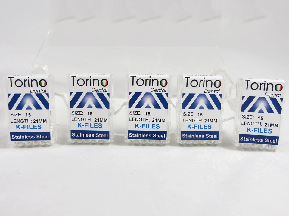 Dentaire K Dossiers Endodontique Acier Inoxydable #15 - 21 MM 5 Paquets Torino - Photo 1/1