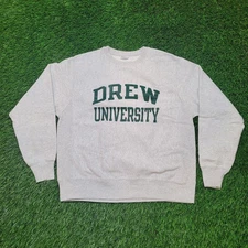  Vintage 90s Champion Reverse Weave Drew University Sweatshirt M Heavyweight Y2K