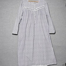 Lanz of Salzburg Nightgown Womens Vintage Floral Lace Cotton Large White Purple