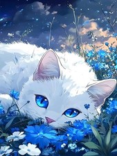 Cat Diamond Art Kits for Adults,Flowers 5D Diamond Painting Kits for Beginner,D.