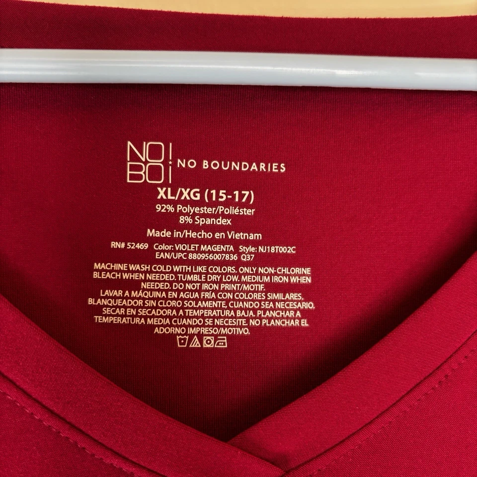 Camiseta para mujer NO BO violeta magenta cuello en V - XL - 15-17 camiseta poliéster spandex Foto 3 de 3