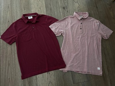 Linksoul Tempus Fugit Golf Links Polo Shirt Pink, Red Striped Men's Medium M