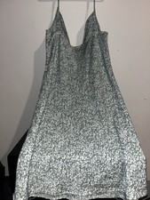 SHEIN Women's Floral V-Neck Slip Dress Sleeveless Short Green/White Size S