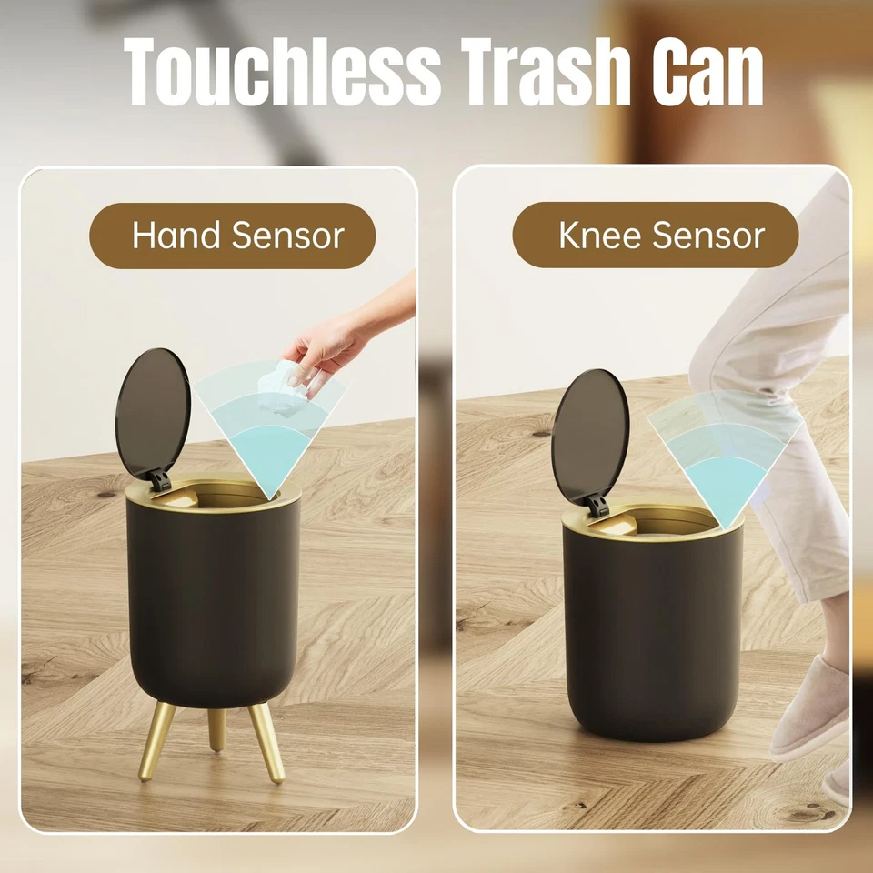 Motion Sensor Trash Can, Automatic Bathroom Trash Can with Lid, Touchless Gar... - Image 2 of 4