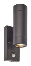 Outdoor Light Black Palin Double Spot IP44 Matt PIR Motion Sensor Saxby 75433