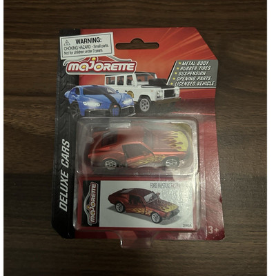 Majorette Ford Mustang Fastback Red Yellow 1:64 Deluxe Cars Diecast Rubber Tires