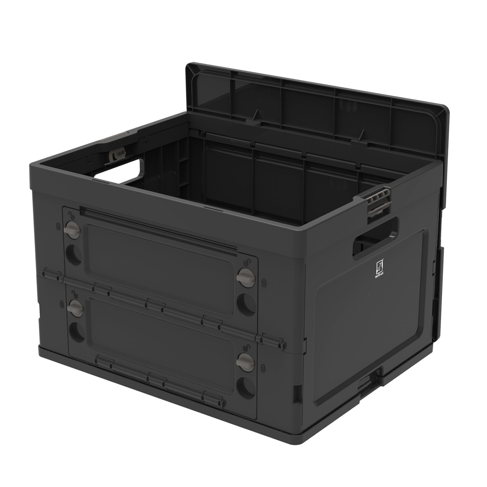 Wellmax Collapsible Crate with Lid - 44lbs Stackable Foldable Crate for...