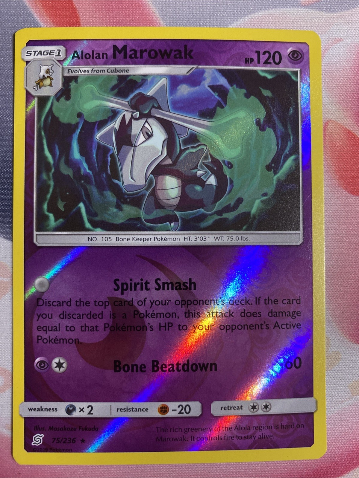 Alolan Marowak - 75/236 - Reverse Holo Rare - Unified Minds - Pokemon Card NM