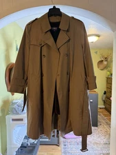 Vintage Strawbridge Clothier Trench Coat Size 44 Reg XL Khaki Brown Jacket USA