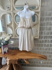 Ulla Johnson Ivory Silk Satin Gathered Waist Spaghetti Strap Short Dress 4 $990