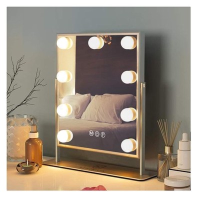 Elegant Hollywood Style Makeup Mirror with Adjustable Brightness & 360° Rotation
