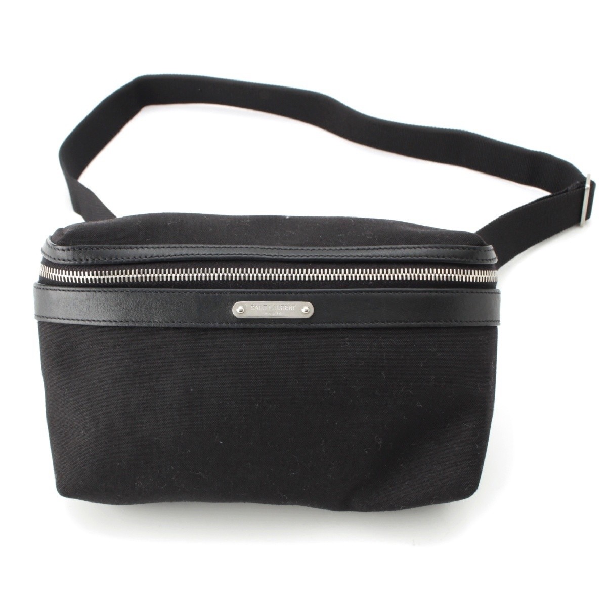 SAINT LAURENT City Borsa in pelle tela con logo in vita a tracolla 505973 nera