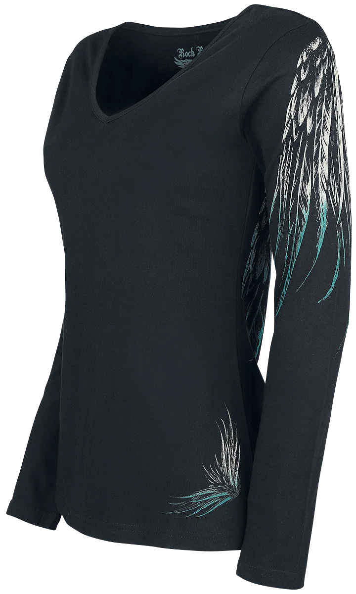 Rock Rebel by EMP Damen schwarzes Langarmshirt mit Flügel-Design