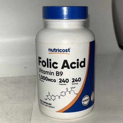 Nutricost Folic Acid (Vitamin B9) 1000 mcg, 240 Capsules Exp12/26