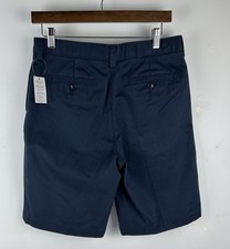 New Lands End Boys Navy Blue Flat Chino Shorts 9.5   Casual Uniform Size 18