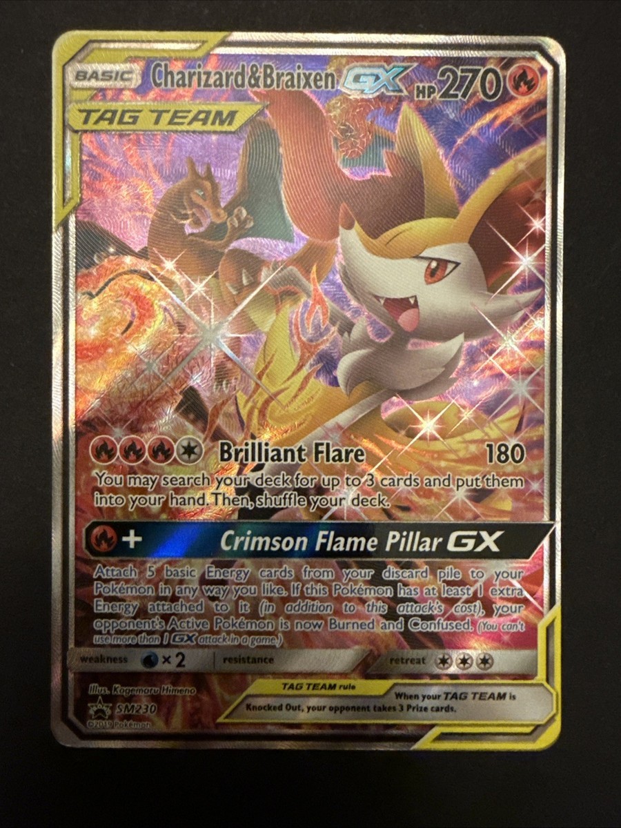 Pokmon Charizard & Braixen GX TAG TEAM Promo SM230 Holo SM Set HP 270 Card
