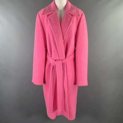 HELMUT LANG Size M Pink Alpaca Wool Textured Belted Coat
