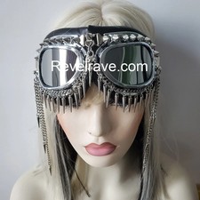Burning Man Streampunk Goggles, Punk Skull Bird Head Spike Rave Festival Goggles