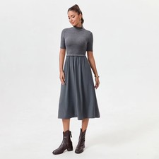 Women's Twofer Midi Dress - A New Day Gray M