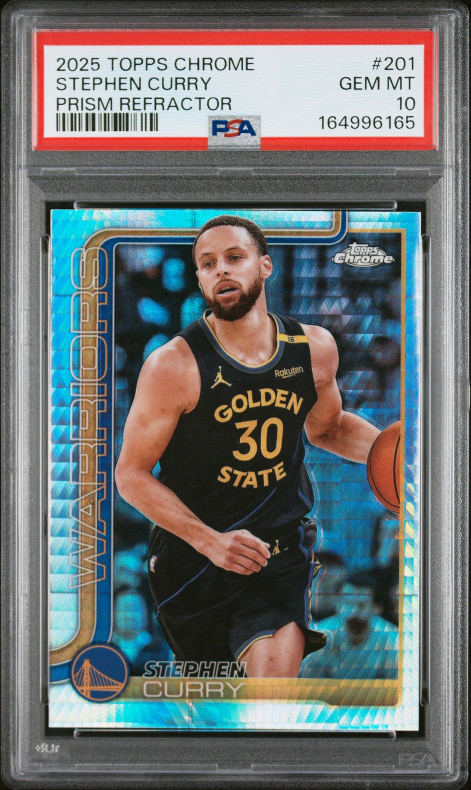 2025 TOPPS CHROME PRISM REFRACTOR #201 STEPHEN CURRY PSA 10 view 1