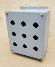 Hoffman E9PBGXM 9-hole Hinged Project Enclosure Box for Pushbuttons/Indicators 