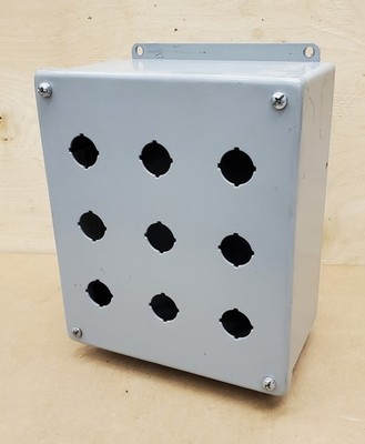 Hoffman E9PBGXM 9-hole Hinged Project Enclosure Box for Pushbuttons/Indicators 