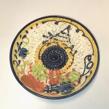 I See Spain España Hand Made Girasol Garlic Ginger Grater 5" Plate Dish Colorful