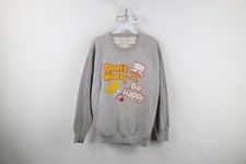 Vintage 80s 90s Streetwear Womens Large Don't Worry Be Happy Sweatshirt Gray USA