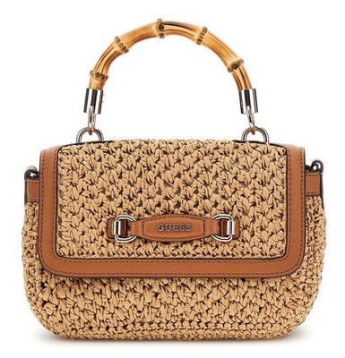 GUESS Siria Top Handle Flap Bag Umhängetasche Tasche Natural / Caramel hellbraun