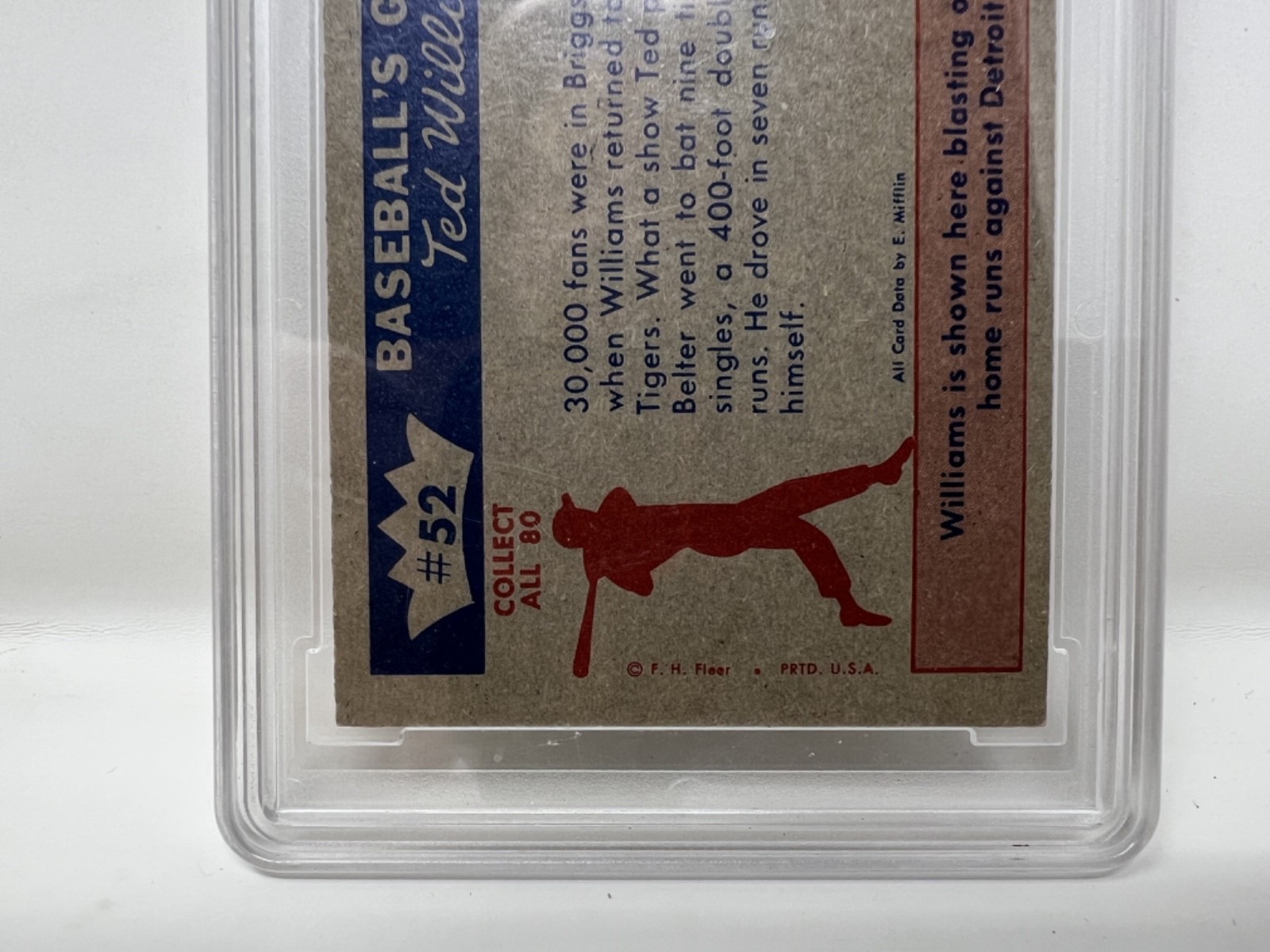 1959 Fleer Ted Williams Set Break # 52 1954 Ted's Comeback Mint 9 Graded PSA view 3