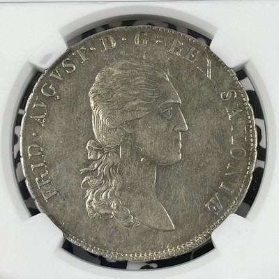 1813-SGH Germany Saxony 1 Thaler NGC AU58 Lot#G2302 Large Silver