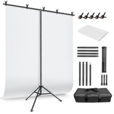 White Backdrop with Stand for Photoshoot, 5X6.5ft White Photo Backdrop with T...