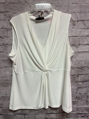 Donna Karen Women s Sleeveless White Tied Blouse Size Xl 27 x0 x24  