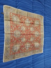 Vintage 100 Acetate Hand Printed Square Scarf Japanese