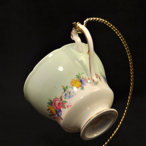 Paragon Cup & Saucer Double Warrant Floral Garland Green Band w/Gold 1938-1952 - Picture 22 of 24