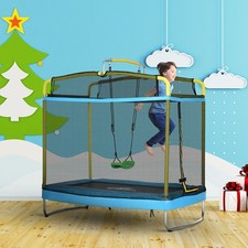 Qaba 3 In 1 Trampoline for Kids, 6.9FT Kids Trampoline with Net, Light Blue