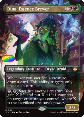 Foil Dina, Essence Brewer (Borderless) - 1 - NM - Commander: Secrets of Strix...