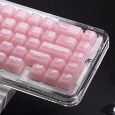 Womier Keyboard Keycaps Clear, Pink Keycaps 60 65 75 100 Percent, Transparent