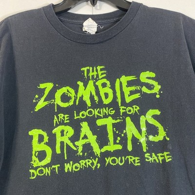 Vtg Zombies T Shirt Adult Large Funny Brains Humor Tee L Faded